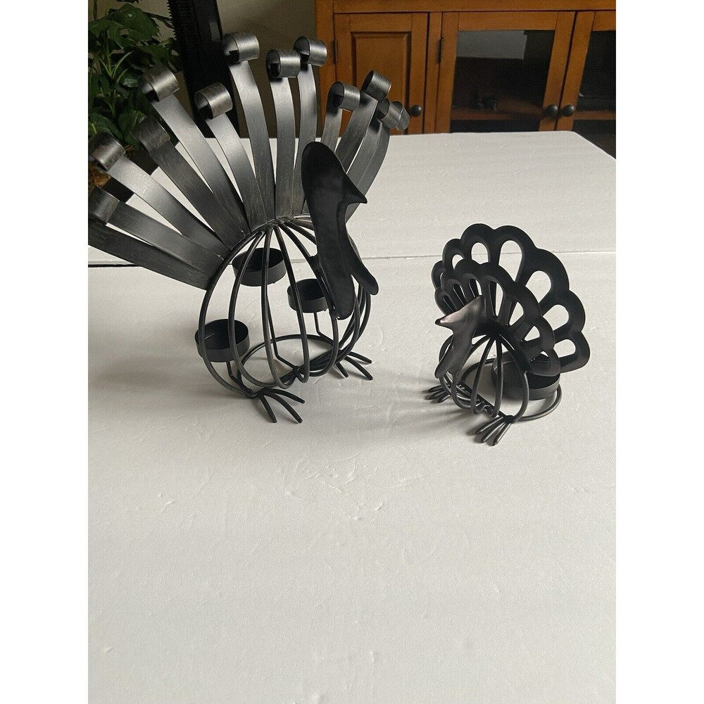 Turkey Tea Light Holders Lightweight Metal Brown Seasonal Brown Home Decor X2